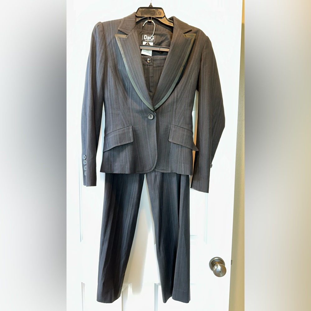 Vintage Dolce & Gabbana Women’s Pinstripe Wool Blend  Pant Suit – Y2K, IT 26/40